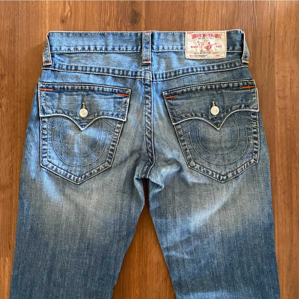 True Religion Jeans Men's 33 straight leg flap pocket blue Cotton
